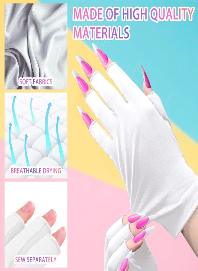 CGBOOM UV Gloves for Gel Nail lamp, Professional UPF50+ UV Protection Gloves for Manicures, Anti UV Fingerless Gloves for Nail Art Skin Care Protecting Hands from UV Light Harm (White) - Image 3