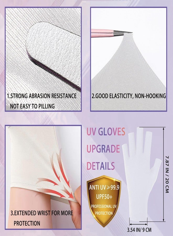 CGBOOM UV Gloves for Gel Nail lamp, Professional UPF50+ UV Protection Gloves for Manicures, Anti UV Fingerless Gloves for Nail Art Skin Care Protecting Hands from UV Light Harm (White) - Image 4