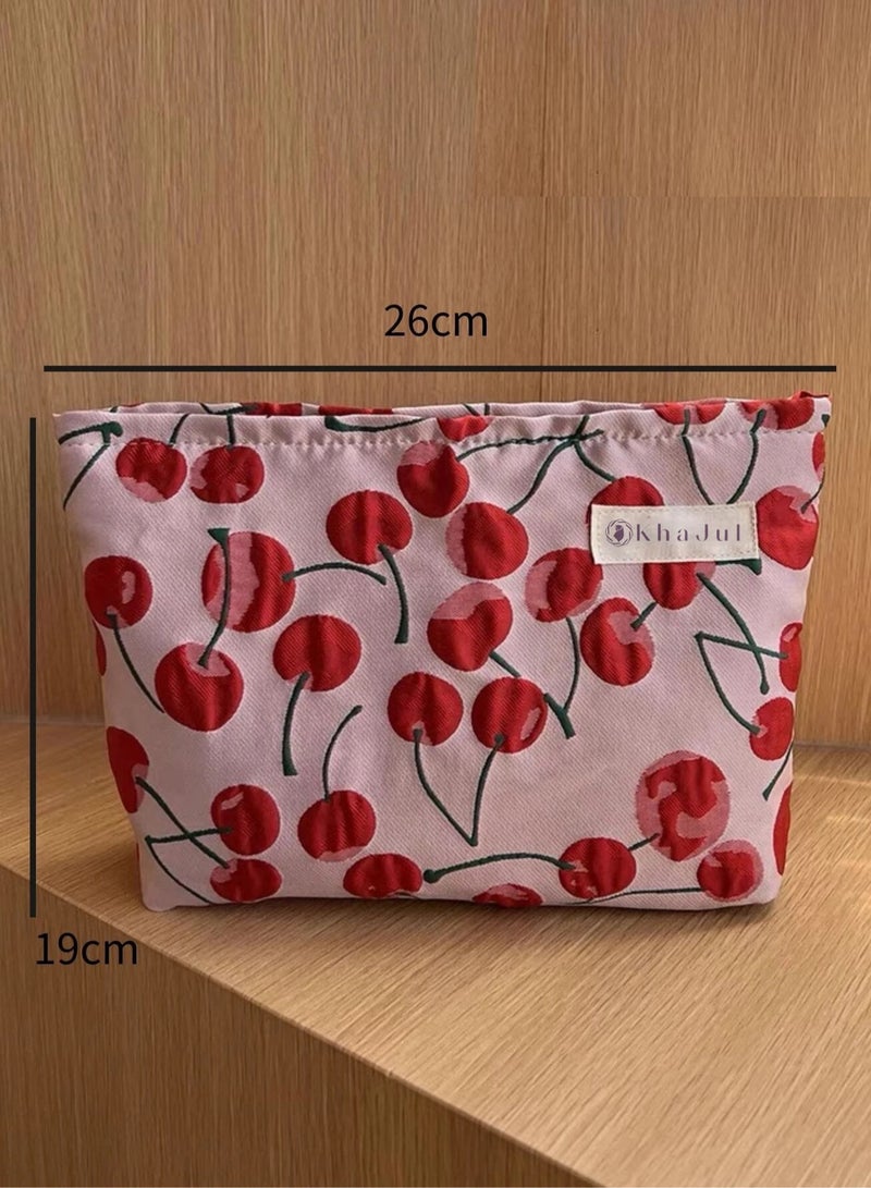 خاجول حقيبة أدوات الزينة المحمولة ذات سعة كبيرة من سويت تشيري مناسبة للنساء 26*19 سم - Image 2