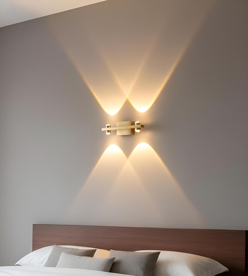 FILLISKA Aluminium Led Luxurious Indoor Up/Down Wall Light Warm White, Shockproof & Rustproof Alluminium Body (2Up 2 Down Gold)(2 Years Warranty) - Image 1