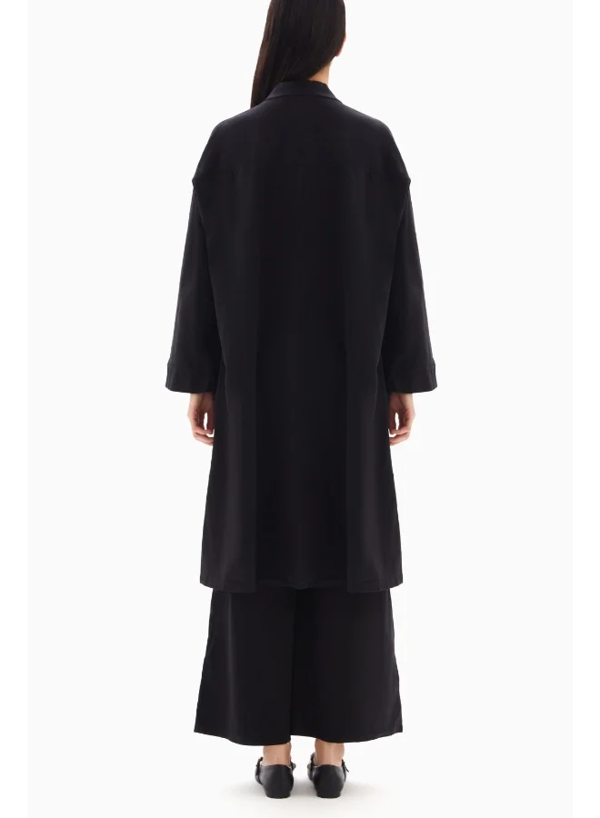Wecre8 Black Plain Set of Kimono with Trousers