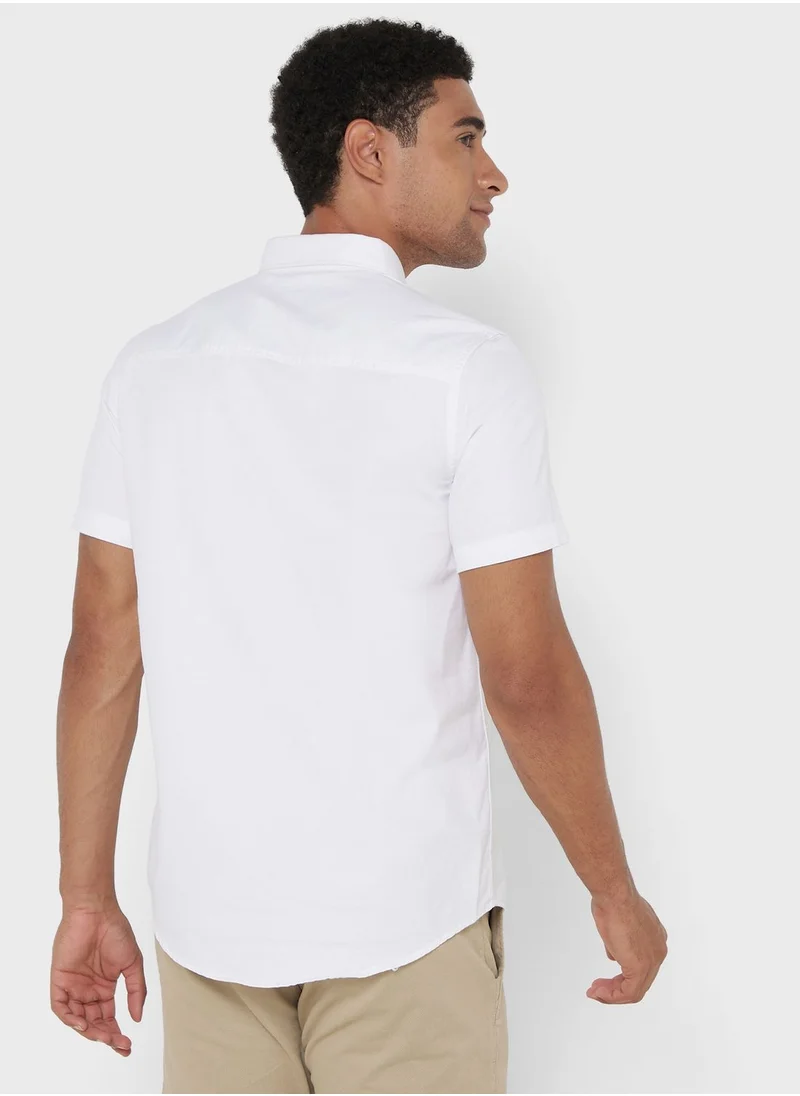 Seventy Five Solid Slim Fit Short Sleeve Casual Shirt