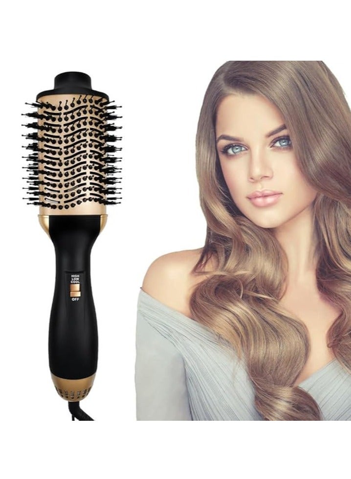 عام مجفف شعر ومصفف هواء ساخن 3 في 1، يناسب الشعر الجاف والمجعد والمستقيم، مصمم لجميع أنواع الشعر، متوفر بالألوان الأسود والشقراء. يقدم طريقة سهلة لتجفيف وتصفيف الشعر في آن واحد. - Image 1
