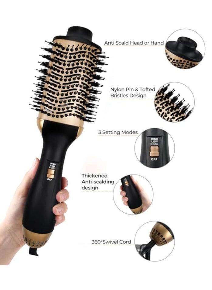 عام مجفف شعر ومصفف هواء ساخن 3 في 1، يناسب الشعر الجاف والمجعد والمستقيم، مصمم لجميع أنواع الشعر، متوفر بالألوان الأسود والشقراء. يقدم طريقة سهلة لتجفيف وتصفيف الشعر في آن واحد. - Image 3