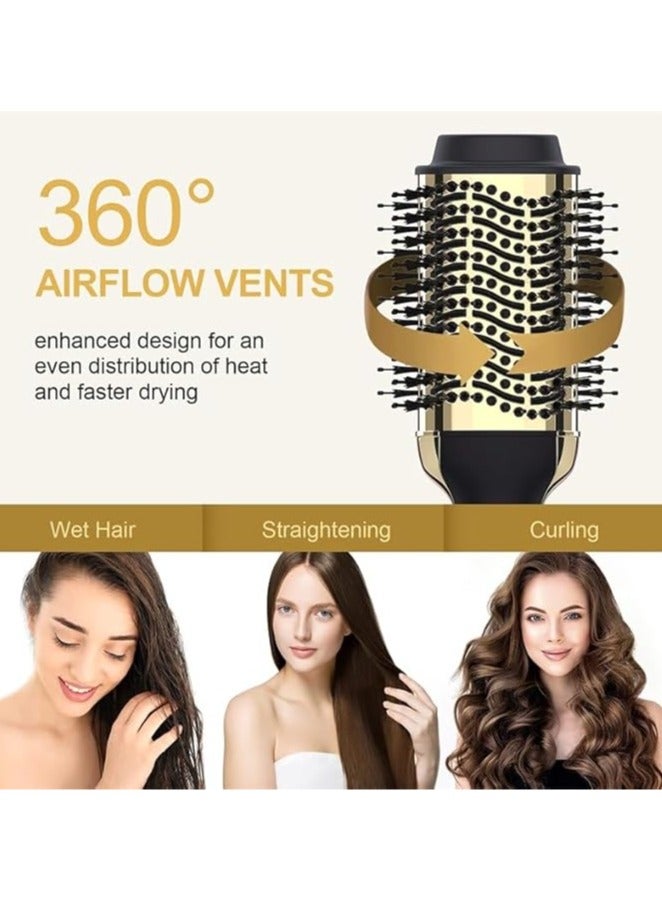 عام مجفف شعر ومصفف هواء ساخن 3 في 1، يناسب الشعر الجاف والمجعد والمستقيم، مصمم لجميع أنواع الشعر، متوفر بالألوان الأسود والشقراء. يقدم طريقة سهلة لتجفيف وتصفيف الشعر في آن واحد. - Image 4