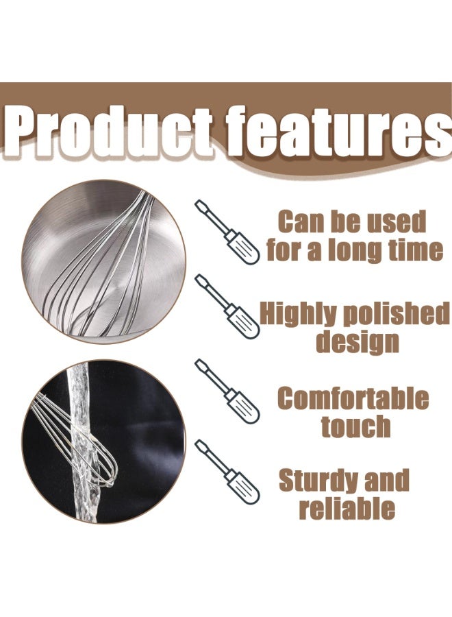 خفاقة سلكية صغيرة محمولة من الستانلس ستيل مع مقبض خشبي – أداة مطبخ متينة للطبخ، الخلط، التحريك، والمزج - Image 5