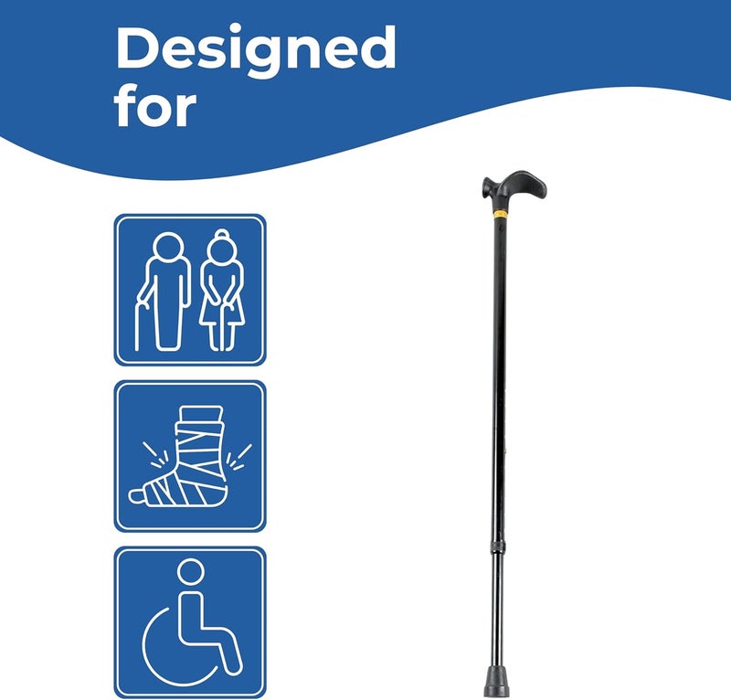 Homecraft Days Contoured Grip Sticks Walking Stick with Comfortable Grip for Enhanced Support Features Central Handle Positioning to Reduce Wrist Strain NonFolding 2938 Right Black - Image 2
