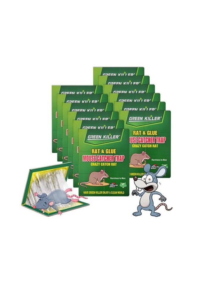 green killer مجموعة من ١٢ قطعة من مصائد الفئران الداخلية، مصائد لاصقة، ألواح لاصقة تعمل على اصطياد الفئران داخل المنزل وخارجه. - Image 1