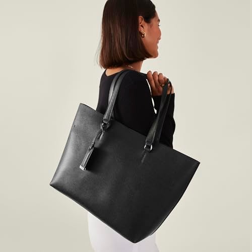 Accessorize حقيبة توت كبيرة أنيقة للنساء من Accessorize London باللون الأسود الكلاسيكي للمكتب | تناسب لابتوب حتى 14 بوصة | حقيبة لابتوب للعمل | حقيبة يد للسيدات | حقيبة كتف أنيقة | هدية للنساء - Image 2