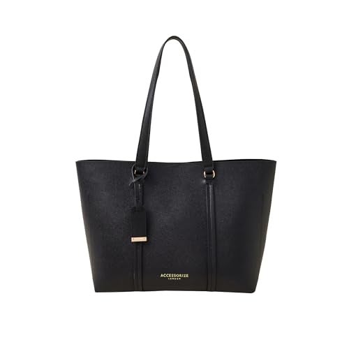 Accessorize حقيبة توت كبيرة أنيقة للنساء من Accessorize London باللون الأسود الكلاسيكي للمكتب | تناسب لابتوب حتى 14 بوصة | حقيبة لابتوب للعمل | حقيبة يد للسيدات | حقيبة كتف أنيقة | هدية للنساء - Image 1