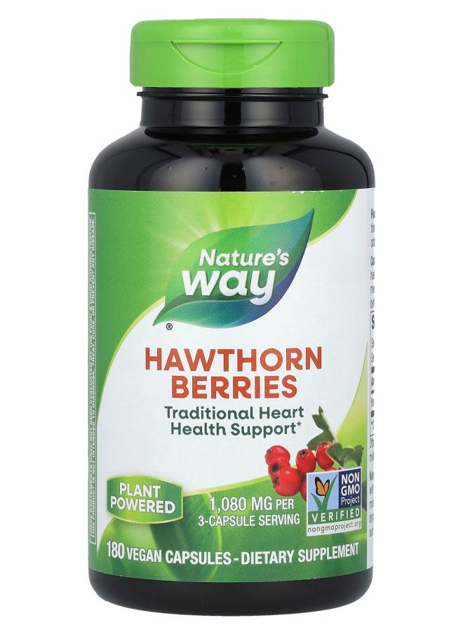 Nature's Hawthorn Berries 1080 mg 180 Vegan Capsules (360 mg per Capsule) 