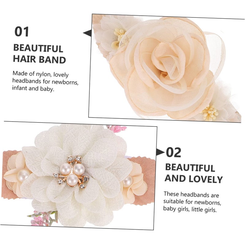 3pcs Newborn Flower Headbands Rhinestone Design Photo Shoot Accessory - Image 5