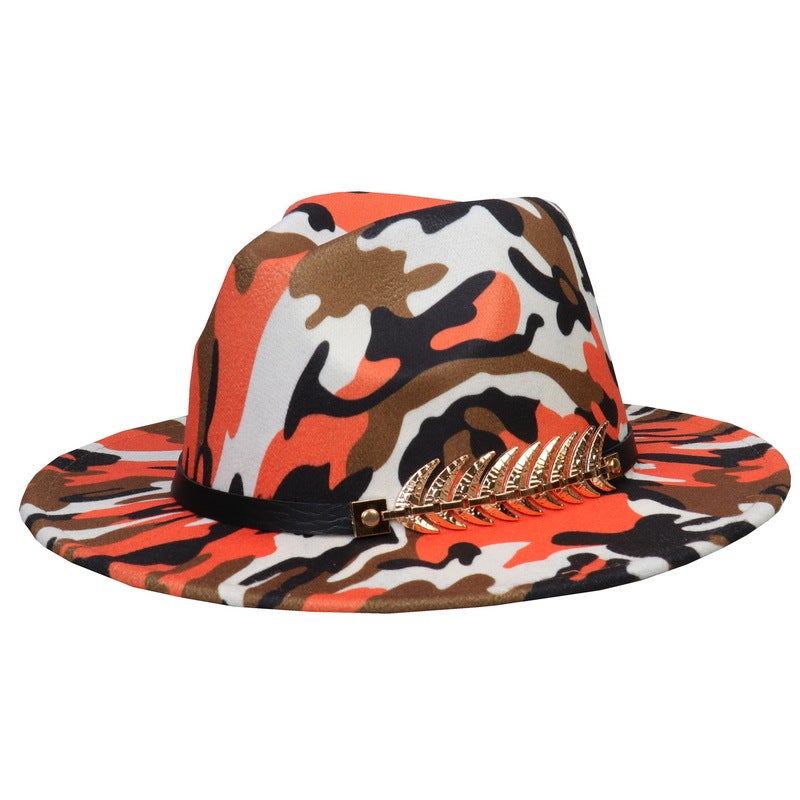 British Style Jazz Hat, Wool Graffiti Colorful Fedora With Belt, Wide-Brimmed Hat For Men And Women, Versatile Wide-Brimmed Hat - Image 1