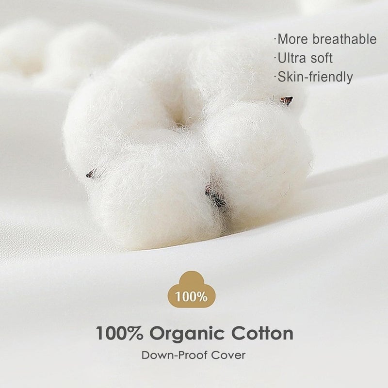 TOPGREEN TOPGREEN Feather Throw Pillow Inserts 2 Pack | 16 x 16 Square Deco Pillow for Bed  Sofa  and Couch | 100% Cotton Shell  Soft Medium Decorative Pillow Core Set of 2 (White)  - Image 5