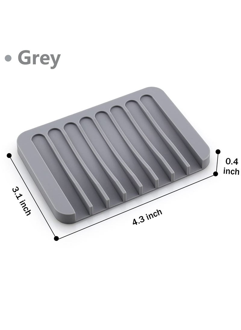 Self Draining Soap Dishes, 3 Pcs Silicone Soap Saver, Waterfall Drainer Soap Holder for Bathroom, Extend Soap Life, Keep Soap Bars Dry Clean & Easy Cleaning