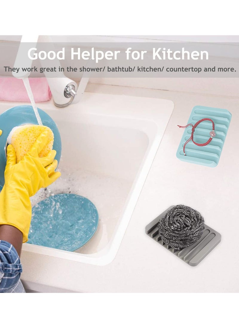 Self Draining Soap Dishes, 3 Pcs Silicone Soap Saver, Waterfall Drainer Soap Holder for Bathroom, Extend Soap Life, Keep Soap Bars Dry Clean & Easy Cleaning
