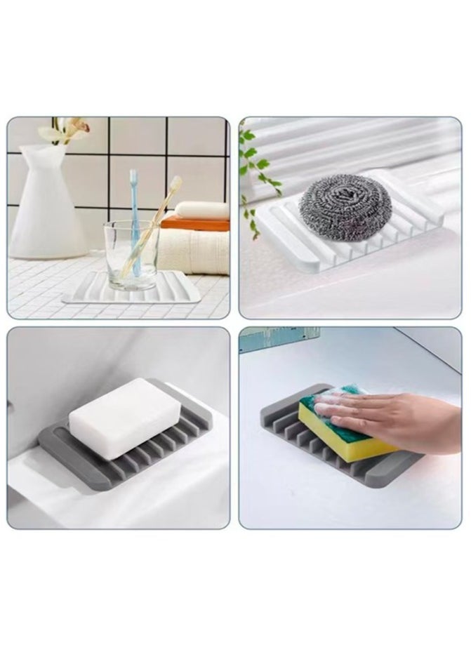 Self Draining Soap Dishes, 3 Pcs Silicone Soap Saver, Waterfall Drainer Soap Holder for Bathroom, Extend Soap Life, Keep Soap Bars Dry Clean & Easy Cleaning