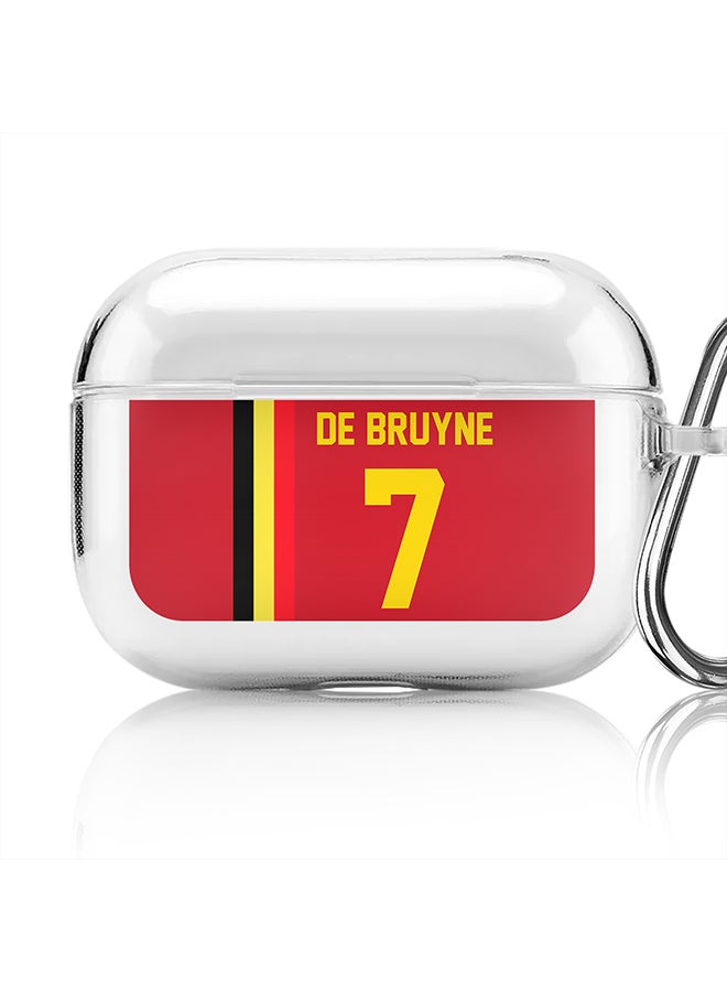 Stylizedd Classic Clear printed Case for Apple Airpods Pro Soft TPU Gel Thin Transparent Flexible Cover [Designed for Apple Airpods Pro] - Football Team - Belgium, Player Name - De Bruyne - Image 1
