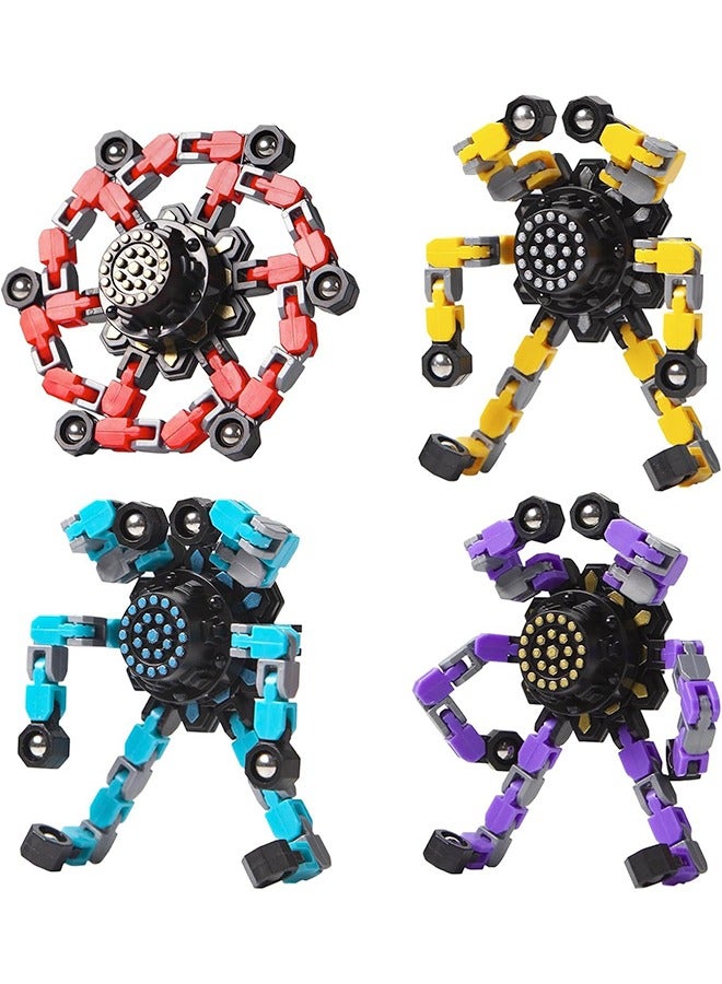 Transformable Fidget Spinners 4 Pcs for Kids and Adults Stress Relief Sensory Toys for Boys and Girls Fingertip Gyros for ADHD Autism for Kids Valentines Day Gifts (Fidget Toy 4pc)  - Image 1