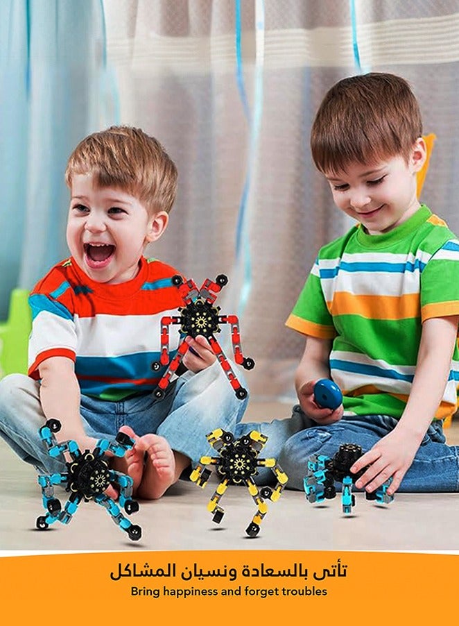 Transformable Fidget Spinners 4 Pcs for Kids and Adults Stress Relief Sensory Toys for Boys and Girls Fingertip Gyros for ADHD Autism for Kids Valentines Day Gifts (Fidget Toy 4pc)  - Image 5