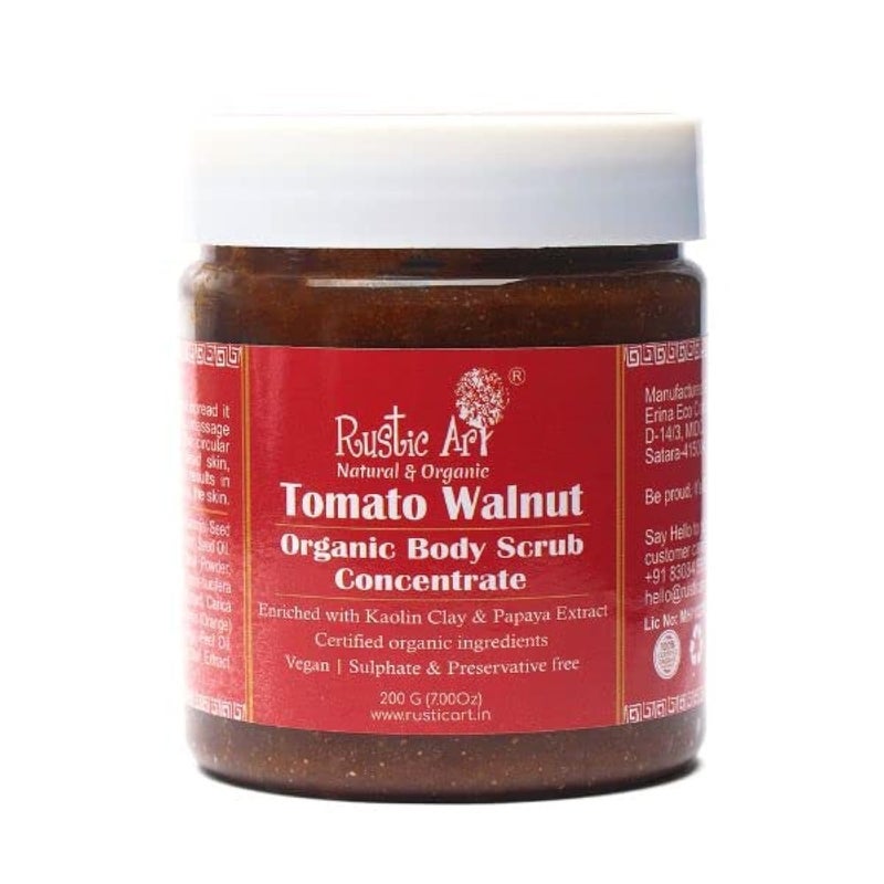 Rustic Art Organic Tomato Walnut Body Scrub Concentrate Removes dead skin makes skin soft 200g - Image 2