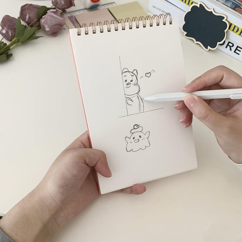 DSTELIN Upright Pastel Pink Sketch Coil Notebooks 1Pack 75 x 51 Inches Hardcover with 1150GSM Cardstock 100 Pages  50 Sheets 100GSM Paper  - Image 4