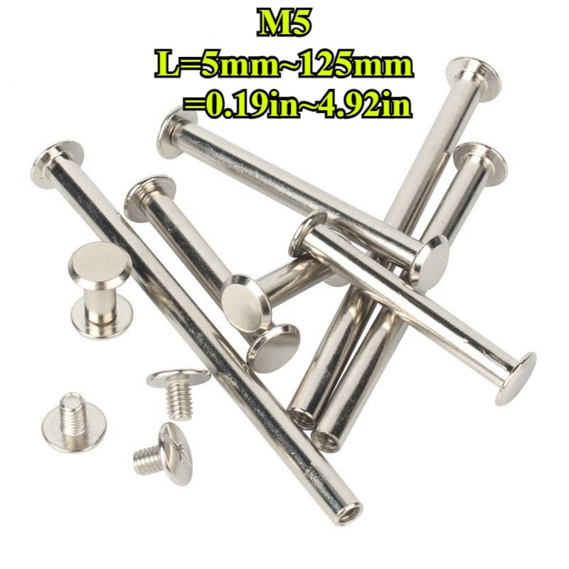 M5 X 75mm Album Screws Binding Screws Chicago Screws Plated Brass Rivet Screws For Photo Albums Book Binding 5pcs - Image 1