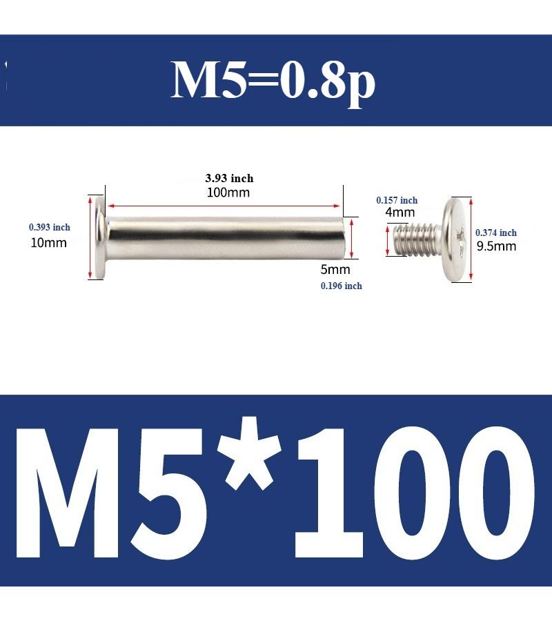 M5 X 75mm Album Screws Binding Screws Chicago Screws Plated Brass Rivet Screws For Photo Albums Book Binding 5pcs - Image 2