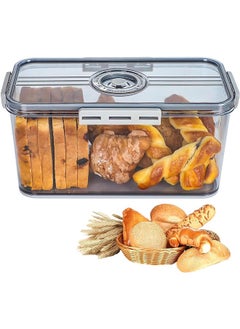LENND Bread Box for Kitchen Countertop, Airtight Loaf Bread Storage Container, Time Recording Bread Keeper with Lid, Bread Holder Bin for Homemade Bread, Bun, Bagel, Loaf  - Image 1