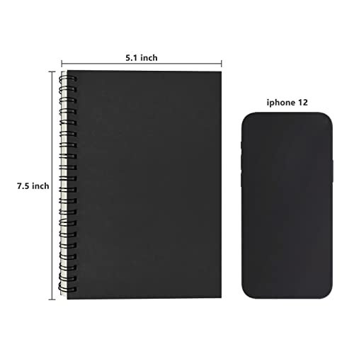 DSTELIN Blank Spiral Notebook, 2-Pack, Soft Cover, Sketch book, 100 Pages / 50 Sheets, 7.5 inch x 5.1 inch, 100GSM, (Black) - Image 3