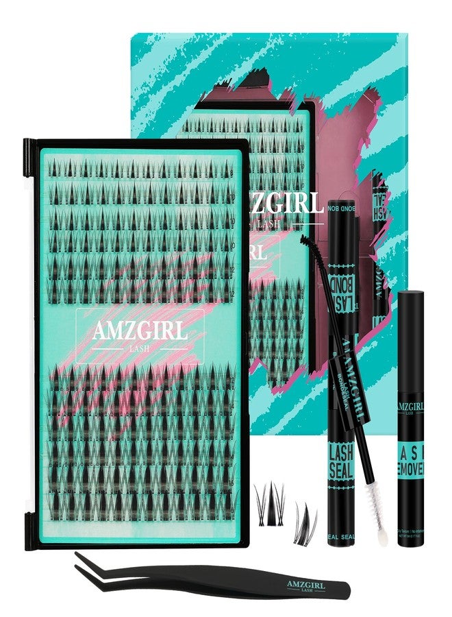 AMZGIRL LASH Manga Lash Clusters Kit 144PCS Fairy Eyelash Extension Kit with Lash Bond and Seal, Fake Eyelashes Clusters with Invisible Lash Band, Lash Glue Remover and Lash Applicators (8-16mm Kit,Black Bond) - Image 1