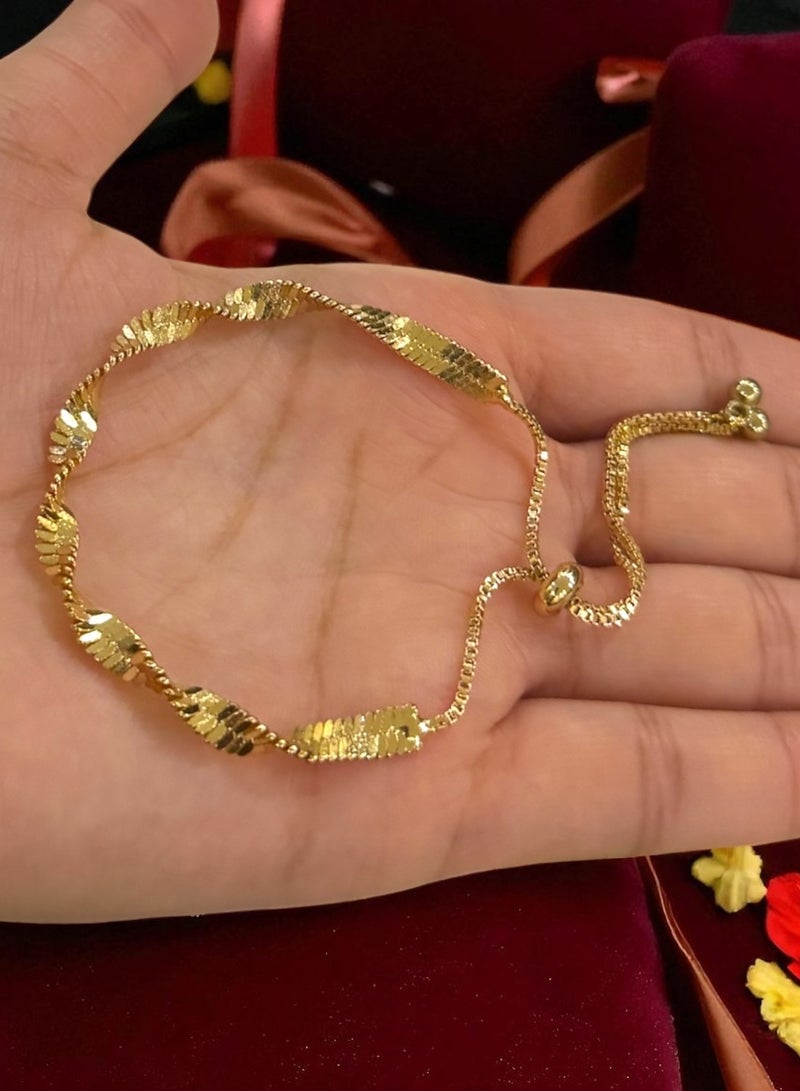 غولدماكس اسوارة نسائية شبيهة بالذهب مطلية عيار 21 مقاس قابل للتعديل - Image 1