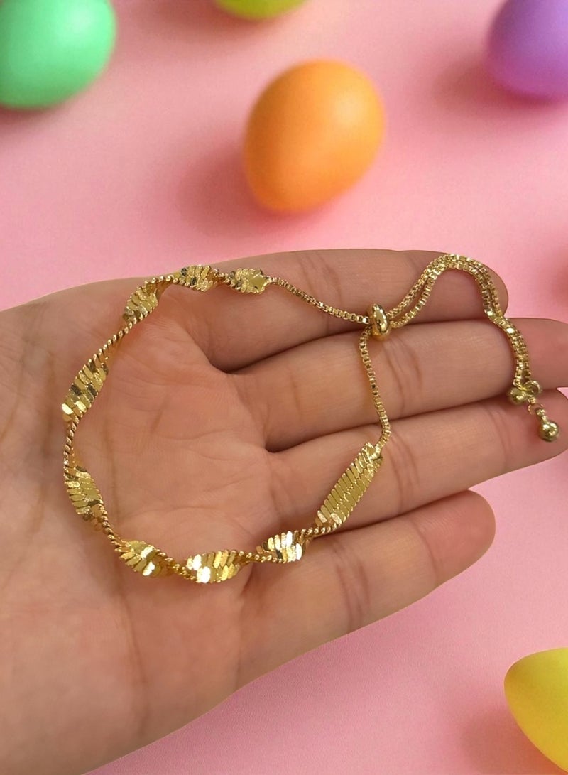 غولدماكس اسوارة نسائية شبيهة بالذهب مطلية عيار 21 مقاس قابل للتعديل - Image 3