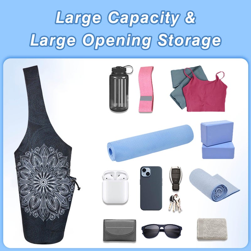 BagYG Yoga Mat Bag - Large Opening Long Tote Yoga Mat Carrier Holder Bag with Waterproof Wet Zipper Pocket and Drawstring Water Bottle Pocket - Yoga Bag Fit Most Size Mats - Mandala - Image 5
