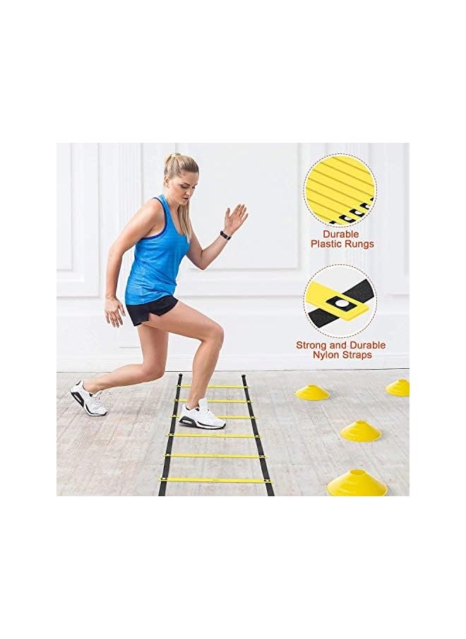 PROMASS Agility Ladder - Speed And Agility Training Equipment Set, Includes 6M Speed Ladder, Resistance Parachute, 4 Agility Hurdles, 12 Agility Cones For Soccer, Speed, Football, Exercise Training  - Image 3