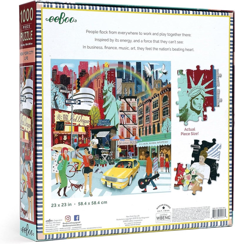 eeboo : Piece and Love New York Life 1000-piece Square Adult Jigsaw Puzzle, Jigsaw Puzzle for Adults and Families, Includes Glossy, Sturdy Pieces and Minimal Puzzle Dust - Image 3
