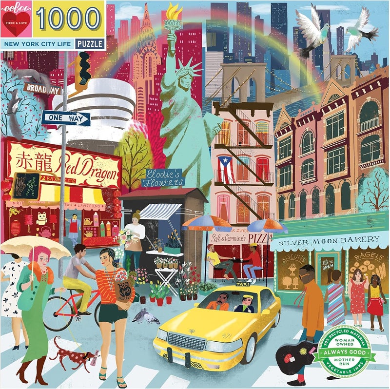 eeboo : Piece and Love New York Life 1000-piece Square Adult Jigsaw Puzzle, Jigsaw Puzzle for Adults and Families, Includes Glossy, Sturdy Pieces and Minimal Puzzle Dust - Image 2