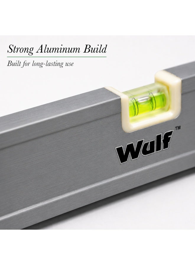 Wulf Aluminum Spirit Level 24 Inch 60cm Heavy Duty Bubble Level Tool with Horizontal Vertical and Angle Vials Accurate Measuring Tool for Construction Carpentry DIY Alignment - Image 5