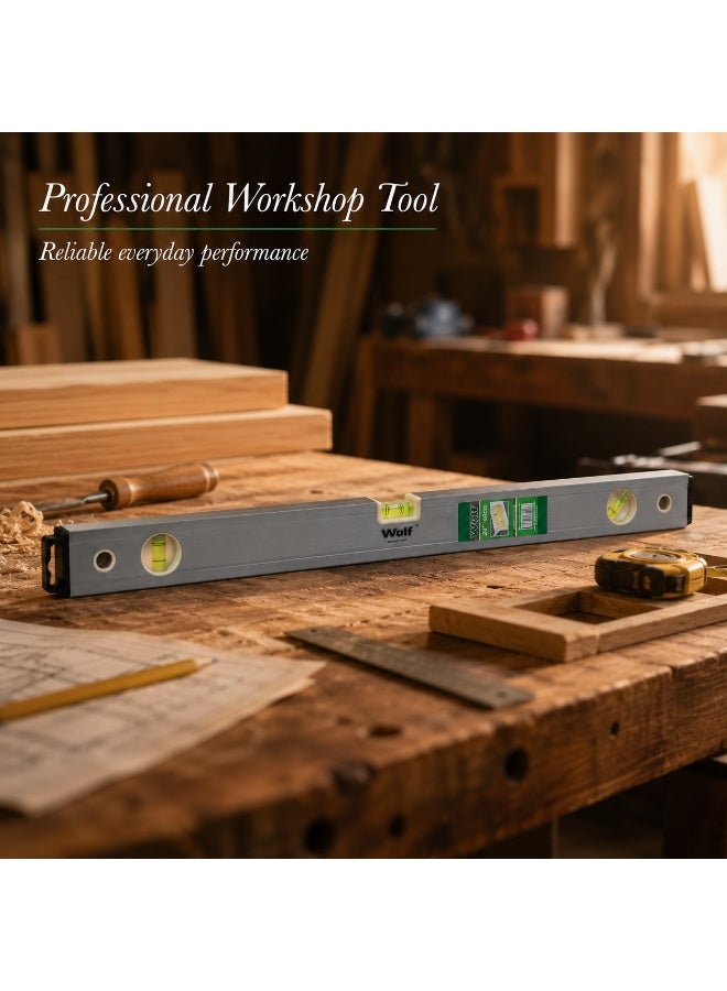 Wulf Aluminum Spirit Level 24 Inch 60cm Heavy Duty Bubble Level Tool with Horizontal Vertical and Angle Vials Accurate Measuring Tool for Construction Carpentry DIY Alignment - Image 4