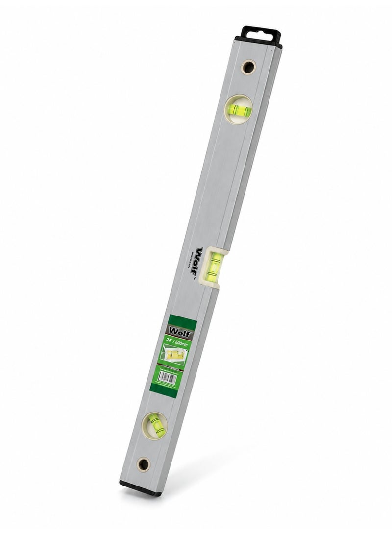 Wulf Aluminum Spirit Level 24 Inch 60cm Heavy Duty Bubble Level Tool with Horizontal Vertical and Angle Vials Accurate Measuring Tool for Construction Carpentry DIY Alignment - Image 1