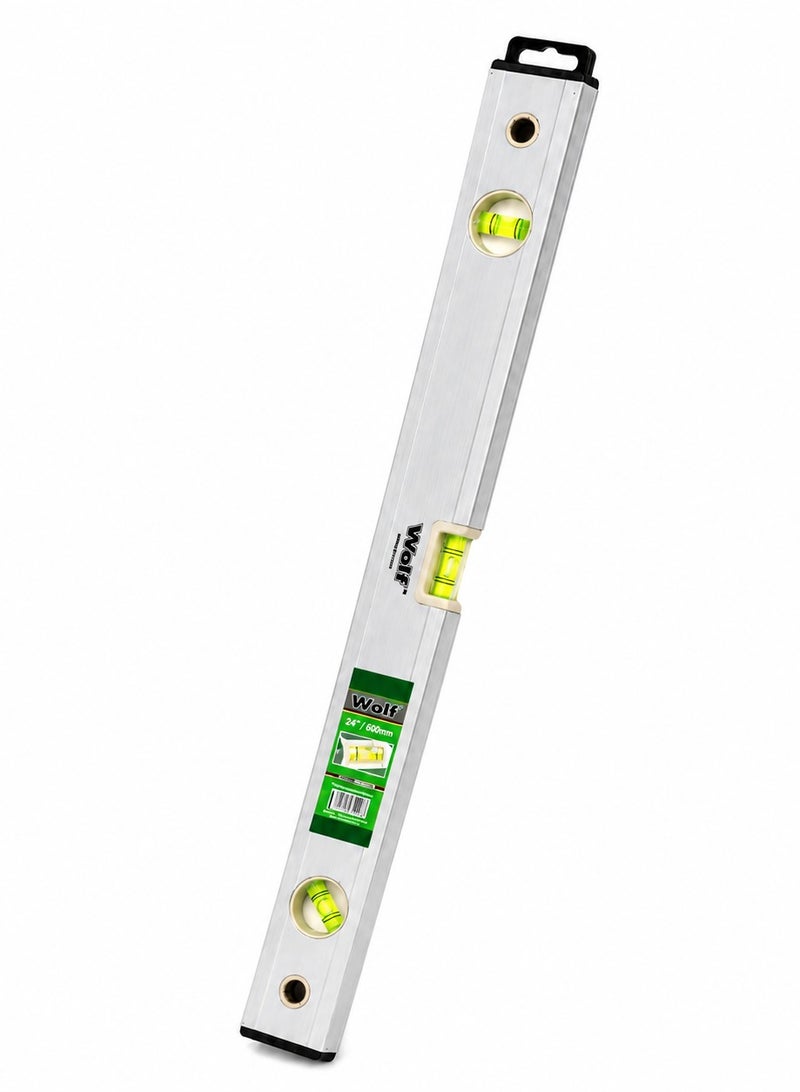 Wulf Aluminum Spirit Level 24 Inch 60cm Heavy Duty Bubble Level Tool with Horizontal Vertical and Angle Vials Accurate Measuring Tool for Construction Carpentry DIY Alignment - Image 1