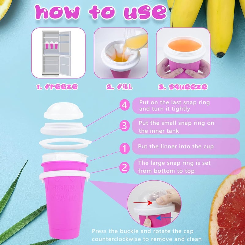 Supvox Smoothie Cup Slushy Cup with Lid Straw Portable 300ML Milk Shake Cup Cooling Cup Quick Slushy Maker Frozen Magic Slushy Cup Homemade Ice Cream Cup for Family Gatherings Friends Parties - Image 3