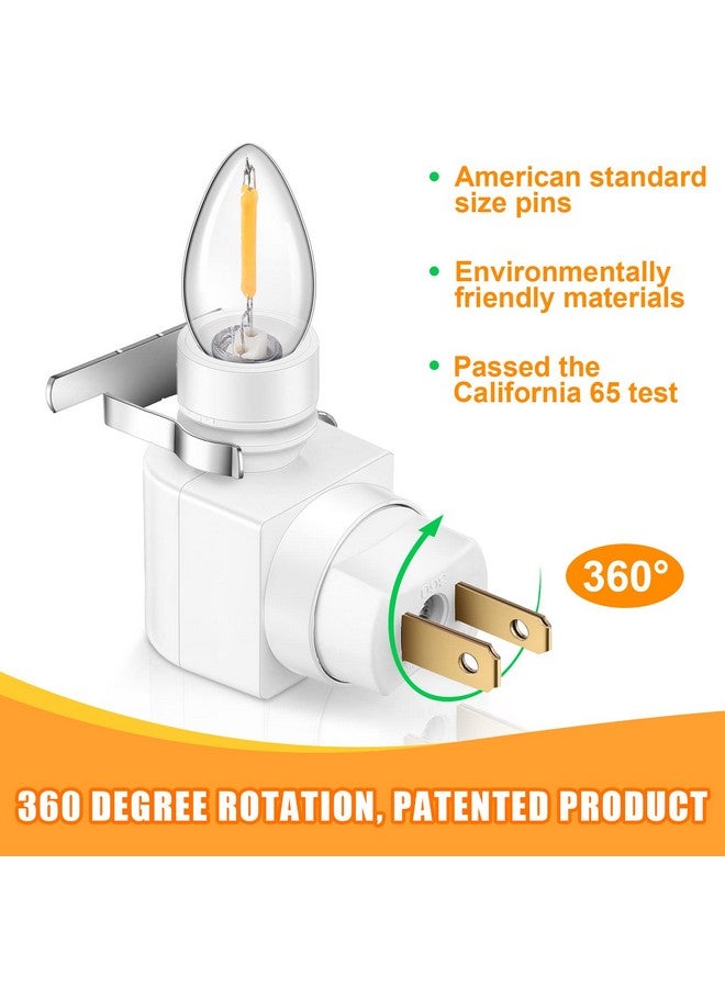 Reginary 12 Sets Night Light Base 360° Plug in Night Light Module Rotating Lamp Plug with On/Off Switch and Metal Clips Plastic Swivel Wall for Making Lamp (White) - Image 2