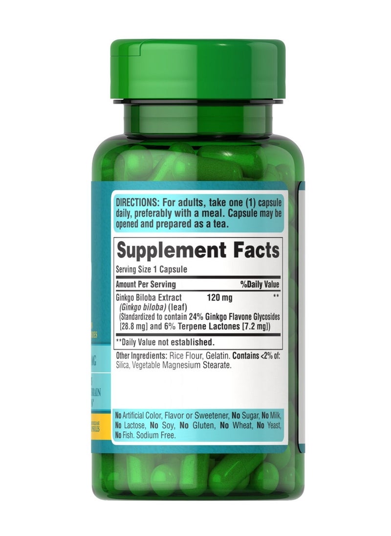 Puritan's Pride Ginkgo Biloba Standardized Extract 120 mg 100's  - Image 2