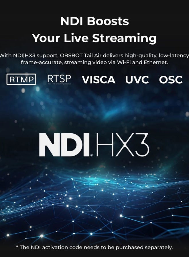 OBSBOT كاميرا PTZ مع تحكم عن بعد، تتبع AI، دعم NDI، تطبيق ذكي، HDMI/USB-C/WiFi، كاميرا فيديو للبث المباشر، كنيسة، إلخ. - Image 3