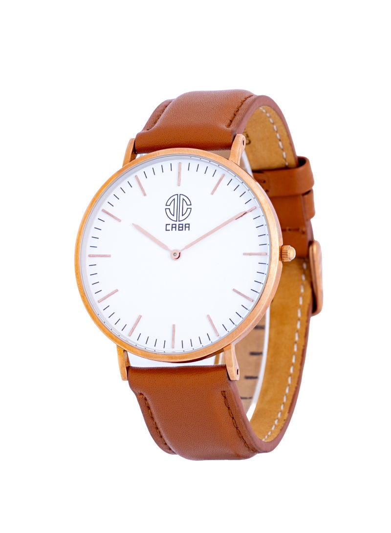 Caba, Men's Watch, Classic Design, Luxury Leather Watch Strap, Waterproof, Leather Strap, Light Brown - 3101190023359MR - Image 1