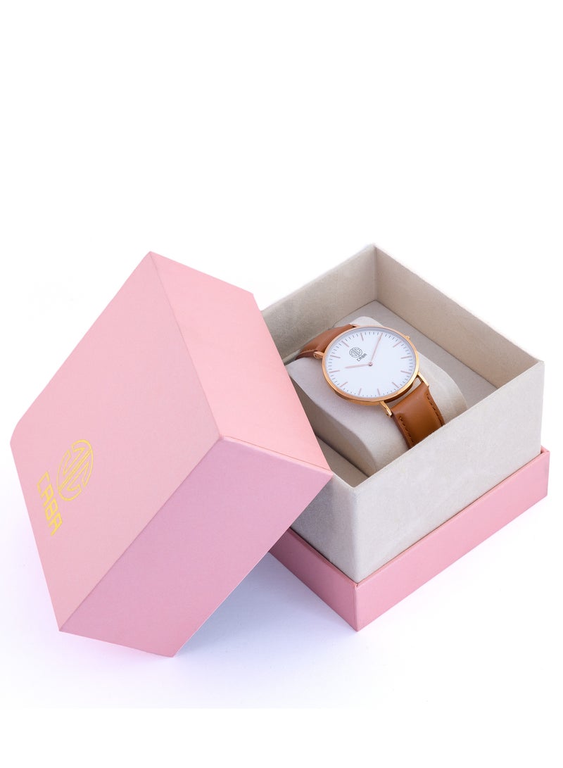 Caba, Men's Watch, Classic Design, Luxury Leather Watch Strap, Waterproof, Leather Strap, Light Brown - 3101190023359MR - Image 2