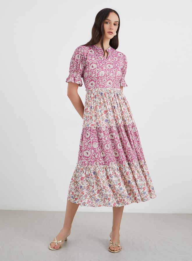 Maxim Creation Women All Over Print Tiered Midi Dress - Image 2