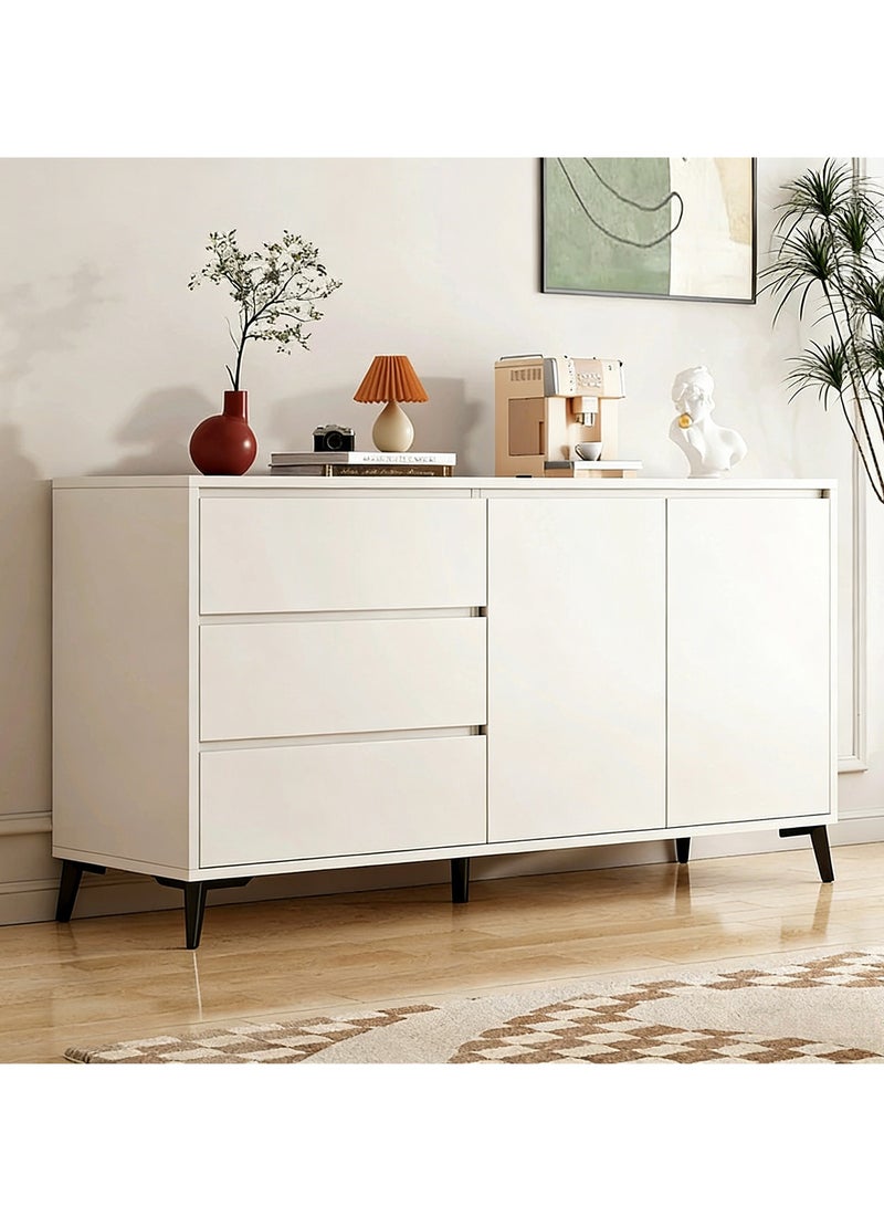 YY-ريشير خزانة جانبية، خزانة تخزين بطول 140 سم، خزانة ركن قهوة بأدراج وأبواب، مناسبة للمدخل، غرفة الطعام، غرفة المعيشة وغرفة النوم - Image 1