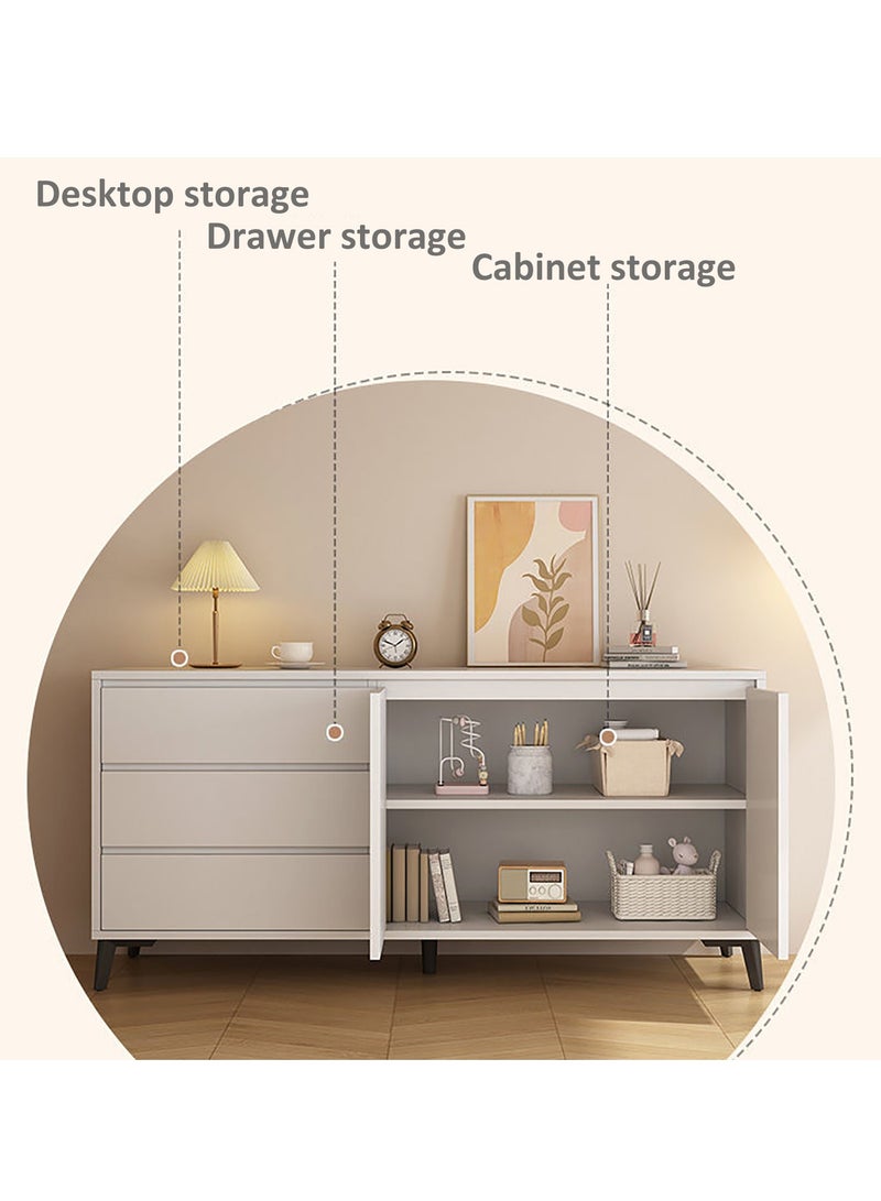 YY-ريشير خزانة جانبية، خزانة تخزين بطول 140 سم، خزانة ركن قهوة بأدراج وأبواب، مناسبة للمدخل، غرفة الطعام، غرفة المعيشة وغرفة النوم - Image 2